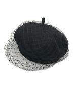 Christian Diorクリスチャン ディオール）の古着「チュール付きロゴベレー帽」｜ブラック