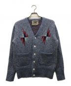 TMTティーエムティー）の古着「NATIVE JACQARD MOHAIR KNIT CARDIGAN/モヘアカーディガン」｜パープル