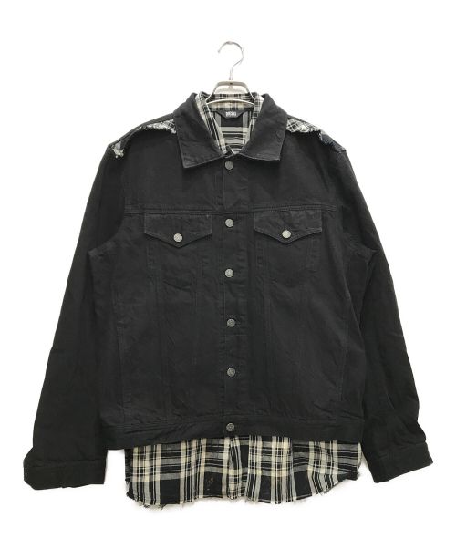 DIESEL（ディーゼル）DIESEL (ディーゼル) レイヤードジャケット ブラック×グレー サイズ:XLの古着・服飾アイテム