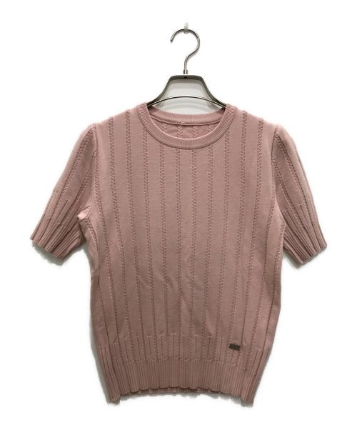 FOXEY（フォクシー）FOXEY (フォクシー) ロゴプレートS/Sニット ピンク サイズ:38の古着・服飾アイテム