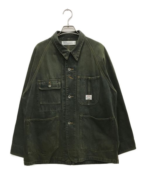 DAIRIKU（ダイリク）DAIRIKU (ダイリク) Wash N' WEAR Damage Cover All/ダメージカバーオール インディゴ×グリーン サイズ:Lの古着・服飾アイテム