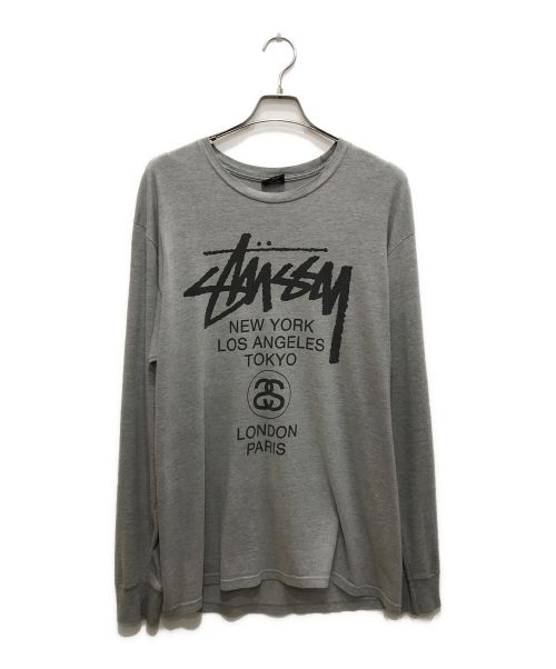 stussy（ステューシー）stussy (ステューシー) プリントロングスリーブカットソー グレー サイズ:Lの古着・服飾アイテム