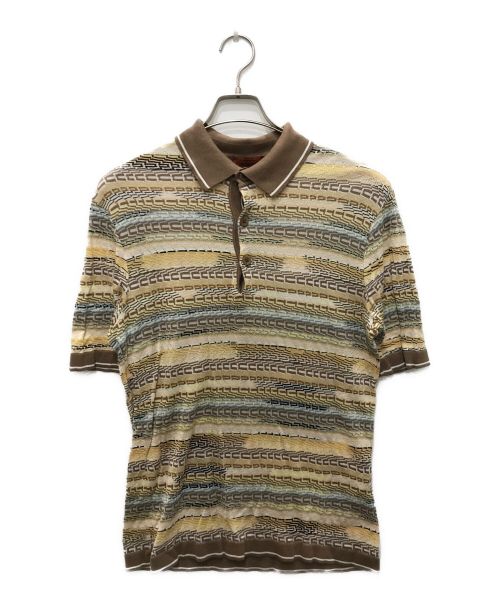 missoni（ミッソーニ）missoni (ミッソーニ) マルチボーダーポロシャツ ベージュ サイズ:52の古着・服飾アイテム