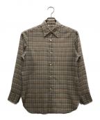 AURALEEオーラリー）の古着「WOOL RECYCLE POLYESTER SHEER CHECK SHIRTS/ウールリサイクルポリエステルシアーチェックシャツ」｜ブルー×ブラウン