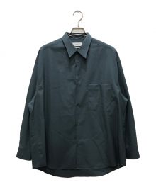 Graphpaper（グラフペーパー）の古着「FINE WOOL TROPICAL L/S OVERSIZED REGULAR COLLAR SHIRT/ファインウールトロピカルオーバーサイズドレギュラーカラーシャツ」｜ブルー