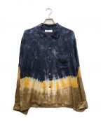 TOGA VIRILISトーガ ビリリース）の古着「INNER TIE DYE PRINT SHIRT/インナー タイダイ染め 長袖 シャツ」｜ブルー×イエロー