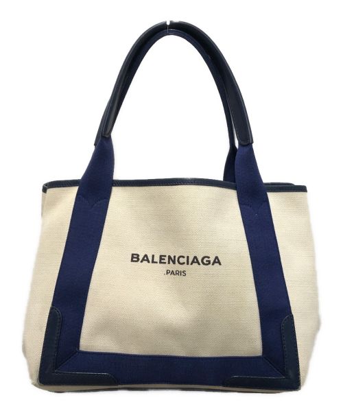 BALENCIAGA（バレンシアガ）BALENCIAGA (バレンシアガ) NAVY CABAS S アイボリー×ブルーの古着・服飾アイテム