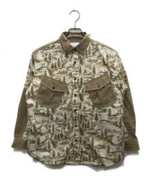 and wander（アンドワンダー）の古着「in the Mountain printed shirt/インザマウンテンプリンテッドシャツ 」｜ベージュ