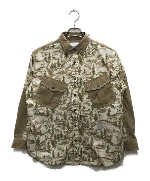 and wander（アンドワンダー）and wander (アンドワンダー) in the Mountain printed shirt/インザマウンテンプリンテッドシャツ  ベージュ サイズ:WM 未使用品の古着・服飾アイテム