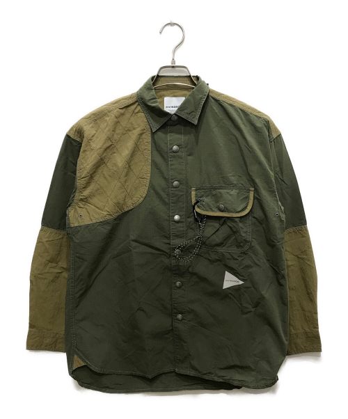 and wander（アンドワンダー）and wander (アンドワンダー) CORDURA rip mix shirt オリーブ サイズ:S 未使用品の古着・服飾アイテム