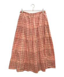 Khadi&Co.（カディアンドコー）の古着「JULIA ブロックプリントチェックスカート」｜レッド