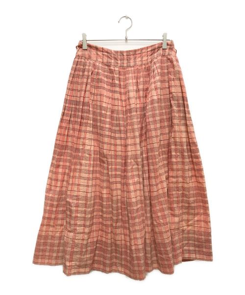 Khadi&Co.（カディアンドコー）Khadi&Co. (カディアンドコー) JULIA ブロックプリントチェックスカート レッド サイズ:Sの古着・服飾アイテム