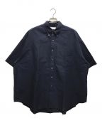 Graphpaperグラフペーパー）の古着「Oxford S/S Oversized B.D Shirt/オックスフォード オーバーサイズ ボタンダウン プルオーバー シャツ」｜ネイビー