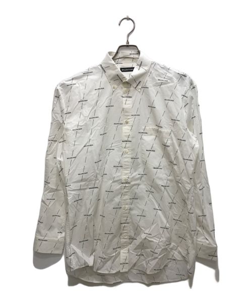 BALENCIAGA（バレンシアガ）BALENCIAGA (バレンシアガ) ALL OVER LOGO SHIRT ホワイト×ブラック サイズ:37の古着・服飾アイテム