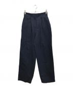 Mame Kurogouchiマメクロゴウチ）の古着「Cotton Linen Twill Wide Trousers/ツイルタックワイドパンツ」｜ネイビー