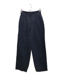 Mame Kurogouchi（マメクロゴウチ）の古着「Cotton Linen Twill Wide Trousers/ツイルタックワイドパンツ」｜ネイビー