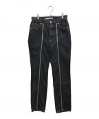 JOHN LAWRENCE SULLIVANジョンローレンスサリバン）の古着「BLEACHED DENIM ZIPPED PANTS/ブリーチデニムジップパンツ」｜ブラック