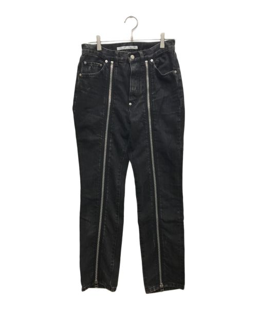 JOHN LAWRENCE SULLIVAN（ジョンローレンスサリバン）JOHN LAWRENCE SULLIVAN (ジョンローレンスサリバン) BLEACHED DENIM ZIPPED PANTS/ブリーチデニムジップパンツ ブラック サイズ:44の古着・服飾アイテム