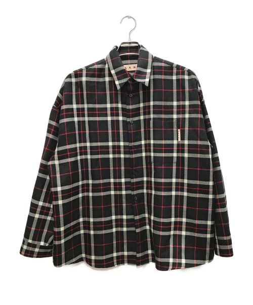 MARNI（マルニ）MARNI (マルニ) タータンチェック ウールシャツ ブラック サイズ:44の古着・服飾アイテム