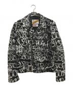 Schott×COMME des GARCONS SHIRT×SUPREMEショット×コムデギャルソンシャツ×シュプリーム）の古着「Painted Perfecto Leather Jacket/ペインテッドペルフェクトレザージャケット/コラボレザージャケット/J46F8」｜ブラック×ホワイト