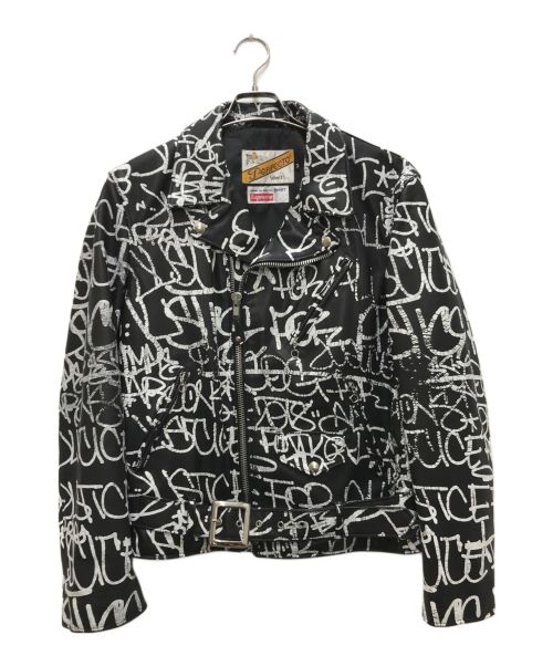 Schott（ショット）Schott COMME des GARCONS SHIRT SUPREME Painted Perfecto Leather Jacket/ペインテッドペルフェクトレザージャケット/コラボレザージャケット/J46F8 サイズ:Mの古着・服飾アイテム