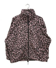 MINEDENIM（マインデニム）の古着「Lips Leopard Fleece Big BZ/リップスレオパードフリースビッグジャケット」｜ブラック×ピンク