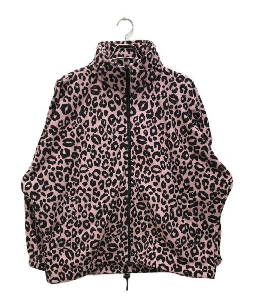 MINEDENIM（マインデニム）MINEDENIM (マインデニム) Lips Leopard Fleece Big BZ/リップスレオパードフリースビッグジャケット ブラック×ピンク サイズ:2の古着・服飾アイテム