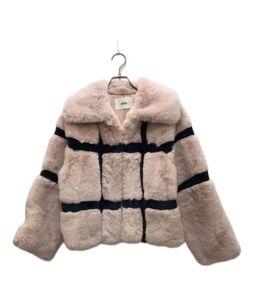 furfur（ファーファー）furfur (ファーファー) エコファーチェックブルゾン ピンク サイズ:FREEの古着・服飾アイテム