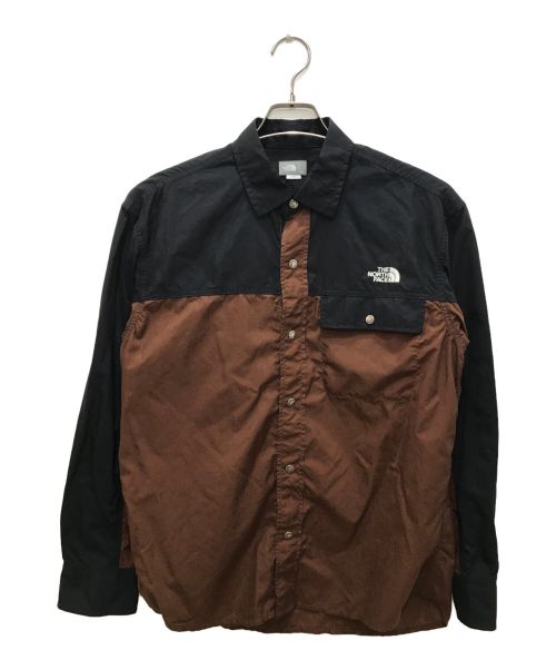 THE NORTH FACE（ザ ノース フェイス）THE NORTH FACE (ザ ノース フェイス) ロングスリーブヌプシシャツ/ Nuptse Shirt ブラック×ブラウン サイズ:Mの古着・服飾アイテム