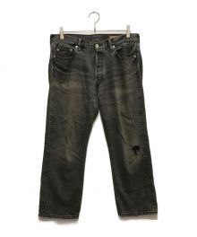 RHC Ron Herman（アールエイチシー ロンハーマン）の古着「Milton Denim Pants/ダメージデニム/ボタンフライ」｜ブラック