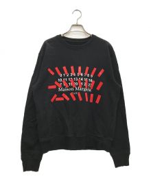 Maison Margiela（メゾンマルジェラ）の古着「TAPE LOGO PRINT SWEATSHIRT/21SS テープロゴ プリント スウェット クルーネックトレーナー 」｜ブラック