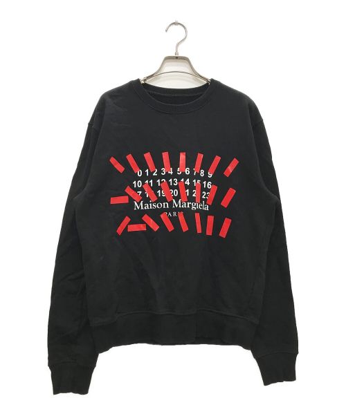 Maison Margiela（メゾンマルジェラ）Maison Margiela (メゾンマルジェラ) TAPE LOGO PRINT SWEATSHIRT/21SS テープロゴ プリント スウェット クルーネックトレーナー  ブラック サイズ:46の古着・服飾アイテム