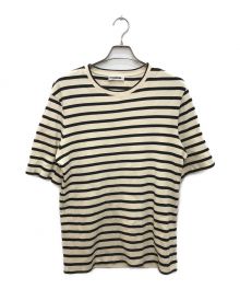 JIL SANDER+（ジルサンダープラス）の古着「バックロゴボーダーTシャツ」｜アイボリー×ブラック