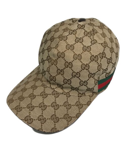 GUCCI（グッチ）GUCCI (グッチ) GGキャンバスベースボールキャップ ブラウン サイズ:L（59cm）の古着・服飾アイテム