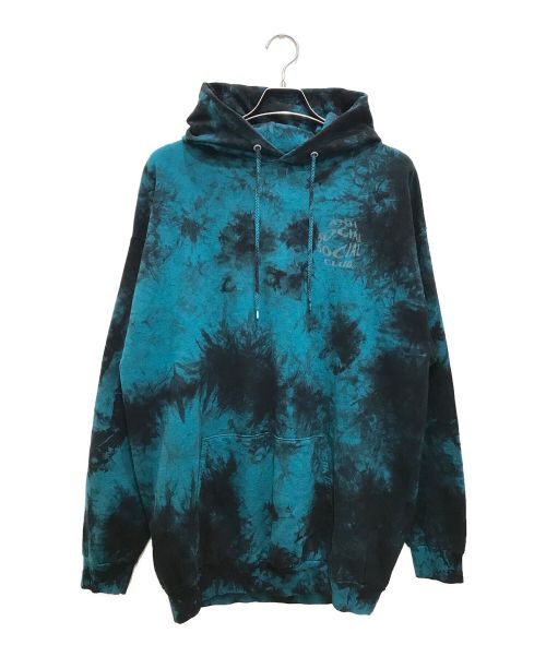 anti social social CLUB（アンチソーシャルソーシャルクラブ）anti social social CLUB (アンチソーシャルソーシャルクラブ) SLEEPLESS TIE DYE HOODIE/スリープレスタイダイフーディ ブルー×ブラック サイズ:XLの古着・服飾アイテム