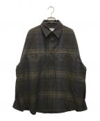 LEMAIREルメール）の古着「Checked Wool Oversized Shirt/チェックドウールオーバーサイズシャツ」｜グリーン×ネイビー