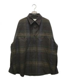 LEMAIRE（ルメール）の古着「Checked Wool Oversized Shirt/チェックドウールオーバーサイズシャツ」｜グリーン×ネイビー