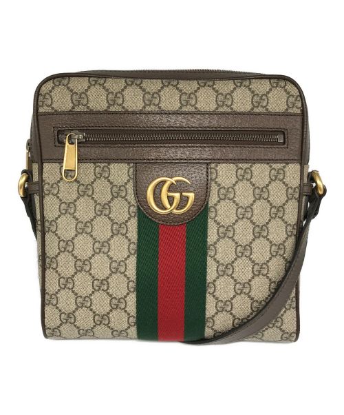 GUCCI（グッチ）GUCCI (グッチ) GGスプリーム オフディア メッセンジャーバッグ ブラウン×ベージュの古着・服飾アイテム