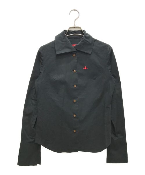 Vivienne Westwood RED LABEL（ヴィヴィアンウエストウッドレッドレーベル）Vivienne Westwood RED LABEL (ヴィヴィアンウエストウッドレッドレーベル) ロゴ刺繍シャツ ブラック サイズ:１の古着・服飾アイテム