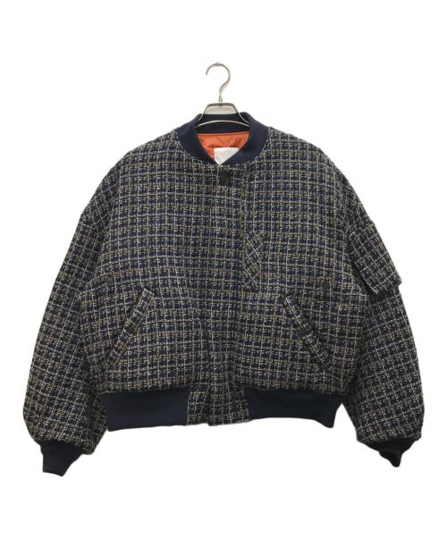 SUBLATIONS（サブレーションズ）SUBLATIONS (サブレーションズ) GLITTERY TWEED FLIGHT JACKET/グリッターツイードフライトジャケット ネイビー サイズ:FREEの古着・服飾アイテム