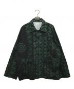 South2 West8サウスツー ウエストエイト）の古着「Hunting Shirt -Cotton Ripstop / Printed/ハンティングシャツ-コットンリップストップ プリンティド」｜グリーン×ブラック