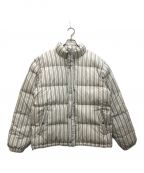 stussyステューシー）の古着「Stripe Down Puffer Jacket/ストライプダウンパファージャケット」｜ホワイト