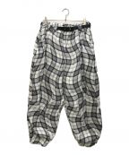 TIGHTBOOTH PRODUCTIONタイトブースプロダクション）の古着「WAVY PLAID BALLOON PANTS/ウェイビープレイドバルーンパンツ」｜ホワイト