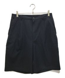 stussy（ステューシー）の古着「VOLUME PLEATED SHORT STRIPE/ボリュームプリーツショートストライプ」｜ネイビー