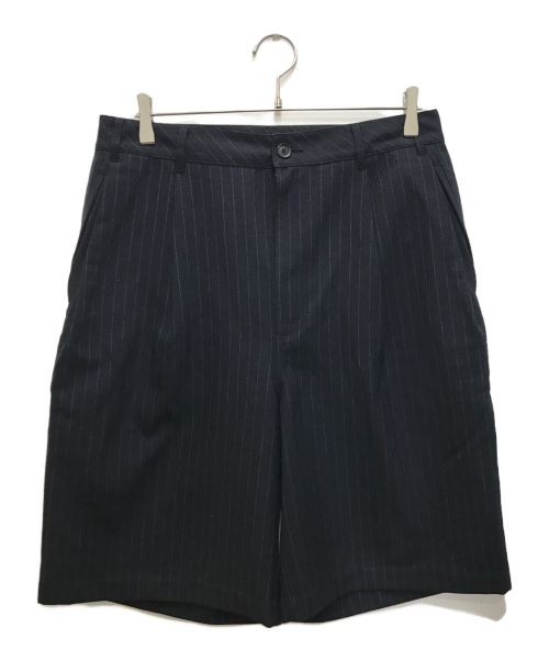 stussy（ステューシー）stussy (ステューシー) VOLUME PLEATED SHORT STRIPE/ボリュームプリーツショートストライプ ネイビー サイズ:32の古着・服飾アイテム