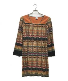 missoni（ミッソーニ）の古着「 ジオメトリック柄マルチボーダーニットワンピース」｜マルチカラー