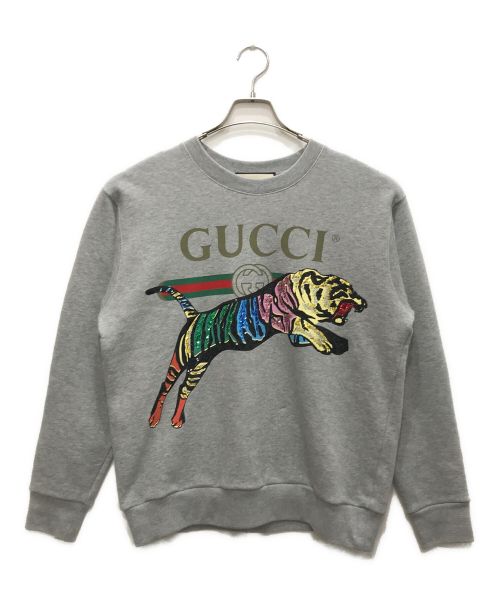 GUCCI（グッチ）GUCCI (グッチ) スパンコールロゴスウェット グレー サイズ:XSの古着・服飾アイテム