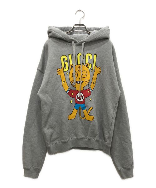 GUCCI（グッチ）GUCCI (グッチ) キャットプリントパーカー グレー サイズ:XSの古着・服飾アイテム