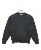 WACKO MARIA×CarHarttワコマリア×カーハート）の古着「AMERICAN SCRIPT SWEAT SHIRT/アメリカンスクリプトスウェットシャツ」｜ブラック