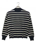 L'appartementアパルトモン）の古着「Mockneck Border Knit/モックネックボーダーニット」｜ネイビー